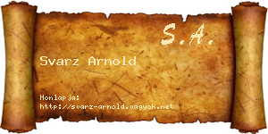 Svarz Arnold névjegykártya